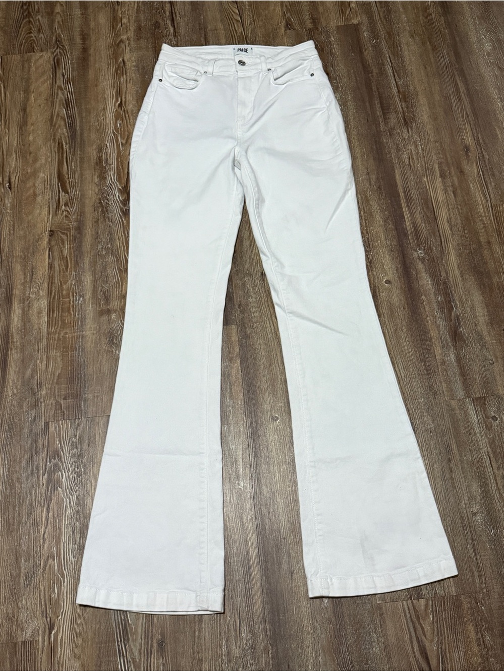 Paige Iconic Jeans Women's 28 Bootcut High Rise in Crisp White Wash Denim